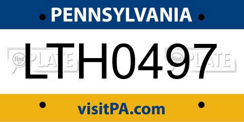 LTH0497 Pennsylvania License Plate