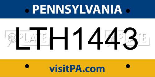 LTH1443 Pennsylvania License Plate