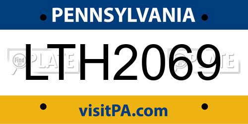 LTH2069 Pennsylvania License Plate
