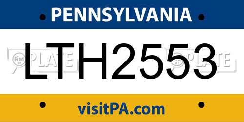 LTH2553 Pennsylvania License Plate