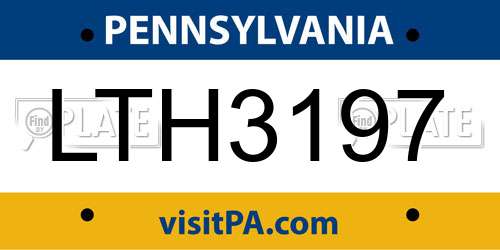 LTH3197 Pennsylvania License Plate