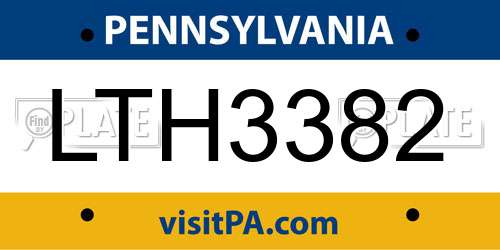 LTH3382 Pennsylvania License Plate