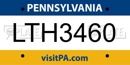 LTH3460 Pennsylvania License Plate