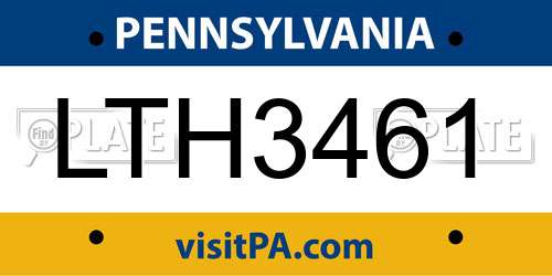 LTH3461 Pennsylvania License Plate