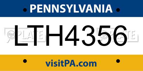 LTH4356 Pennsylvania License Plate