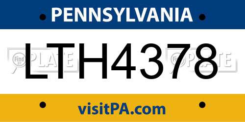 LTH4378 Pennsylvania License Plate