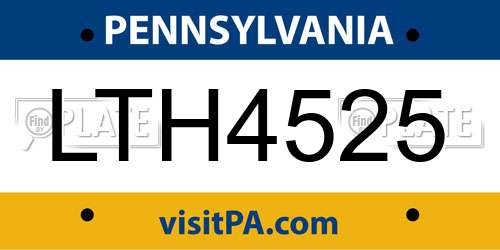 LTH4525 Pennsylvania License Plate