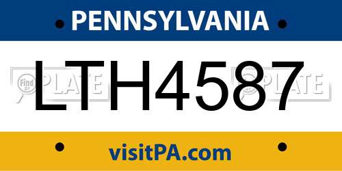 LTH4587 Pennsylvania License Plate