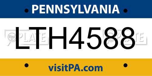 LTH4588 Pennsylvania License Plate
