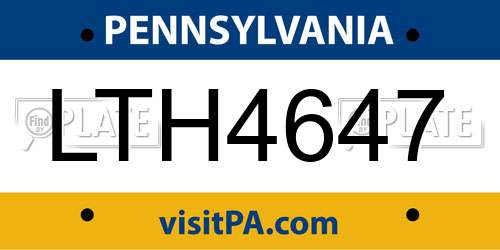LTH4647 Pennsylvania License Plate