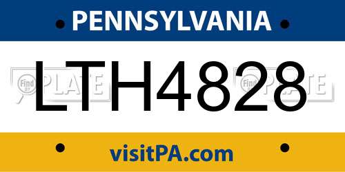 LTH4828 Pennsylvania License Plate