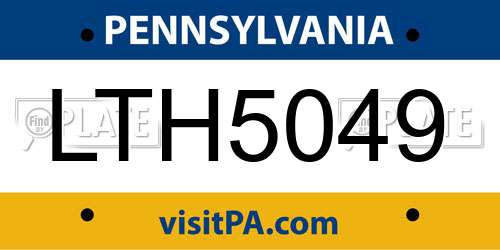 LTH5049 Pennsylvania License Plate