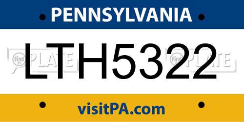 LTH5322 Pennsylvania License Plate