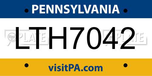 LTH7042 Pennsylvania License Plate