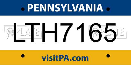 LTH7165 Pennsylvania License Plate