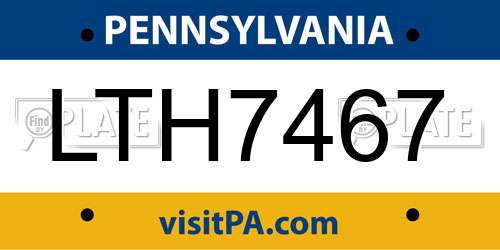 LTH7467 Pennsylvania License Plate