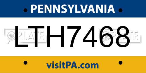 LTH7468 Pennsylvania License Plate