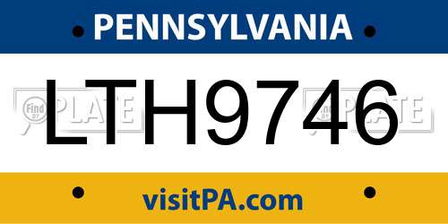 LTH9746 Pennsylvania License Plate