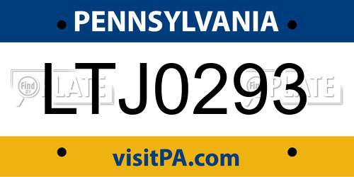 LTJ0293 Pennsylvania License Plate