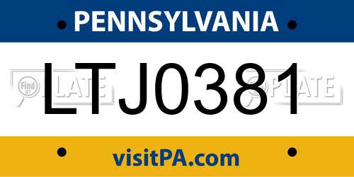 LTJ0381 Pennsylvania License Plate