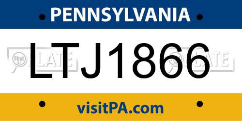 LTJ1866 Pennsylvania License Plate