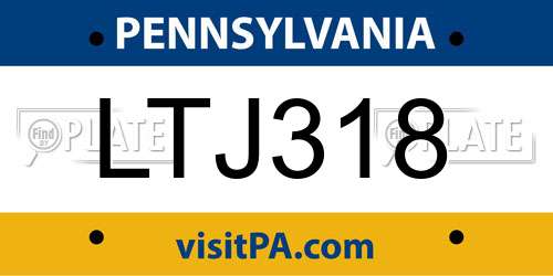 LTJ318 Pennsylvania License Plate