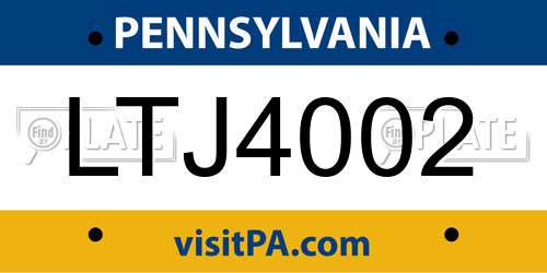 LTJ4002 Pennsylvania License Plate