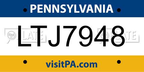 LTJ7948 Pennsylvania License Plate