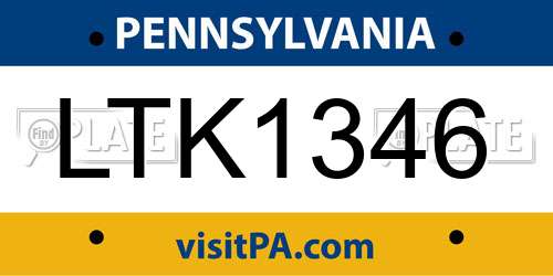LTK1346 Pennsylvania License Plate