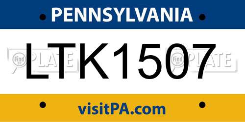 LTK1507 Pennsylvania License Plate