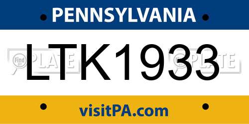 LTK1933 Pennsylvania License Plate