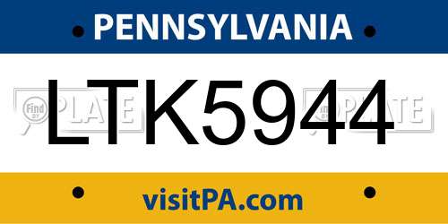 LTK5944 Pennsylvania License Plate