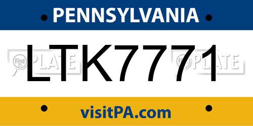 LTK7771 Pennsylvania License Plate