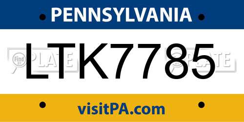 LTK7785 Pennsylvania License Plate