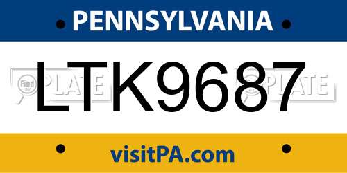 LTK9687 Pennsylvania License Plate