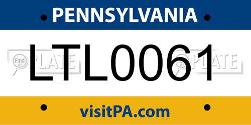 LTL0061 Pennsylvania License Plate