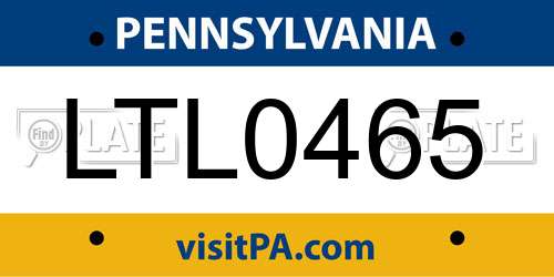 LTL0465 Pennsylvania License Plate