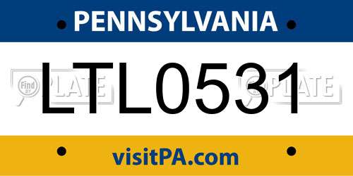 LTL0531 Pennsylvania License Plate