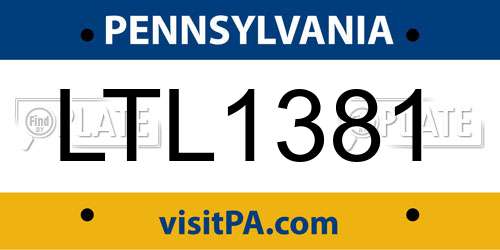 LTL1381 Pennsylvania License Plate