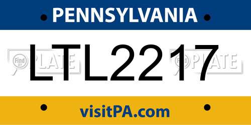 LTL2217 Pennsylvania License Plate