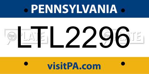 LTL2296 Pennsylvania License Plate
