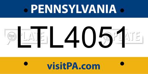 LTL4051 Pennsylvania License Plate