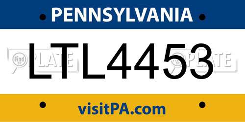 LTL4453 Pennsylvania License Plate