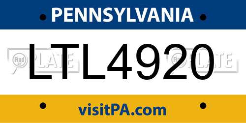 LTL4920 Pennsylvania License Plate