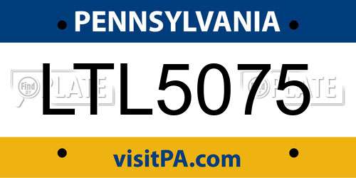 LTL5075 Pennsylvania License Plate