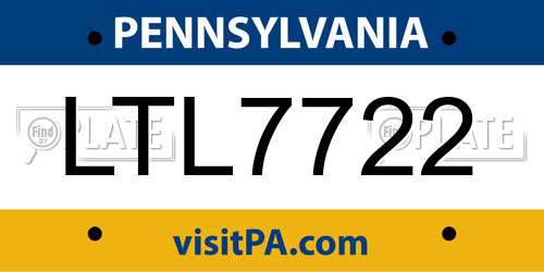 LTL7722 Pennsylvania License Plate