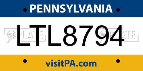 LTL8794 Pennsylvania License Plate