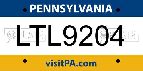 LTL9204 Pennsylvania License Plate