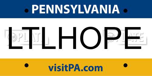 LTLHOPE Pennsylvania License Plate