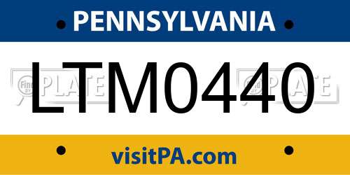 LTM0440 Pennsylvania License Plate